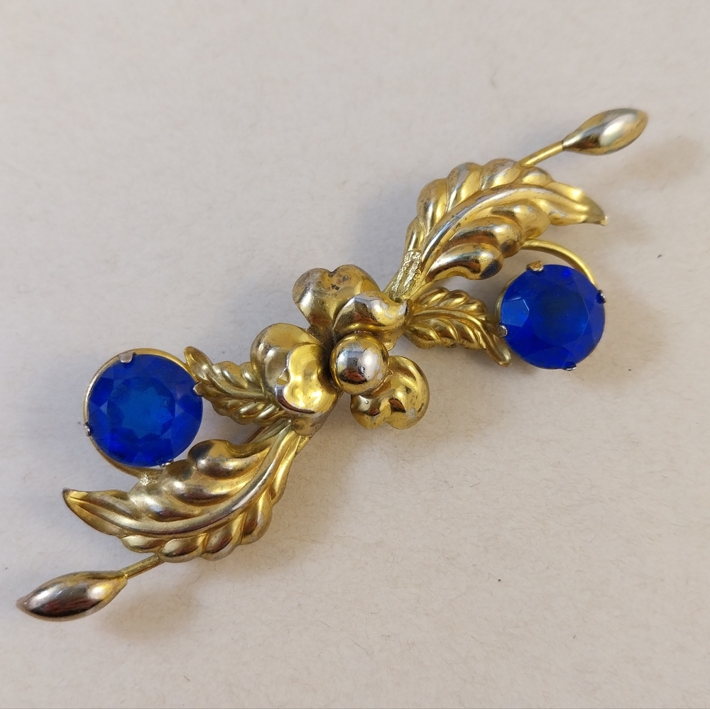 Sterling Silver and Blue Brooch